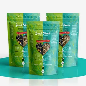 SnackAmor Healthy Bites Spirulina Chikki Bars With Two Flavour Of Chikki The Peanut And Sesame Chikki Bar 100% Vegetarian Product (Pack of 4 600G)