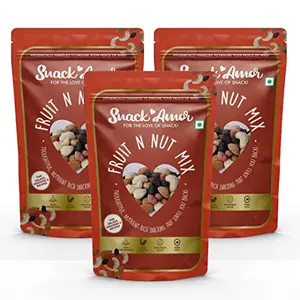 SnackAmor Fruit & Nut Mix | Nutritious Roasted and Crunchy Trail Mix Snack | Varieties Like Almond Cashew Cranberry Sunflower Seed Pumpkin Seeds Pista (3x200gm)