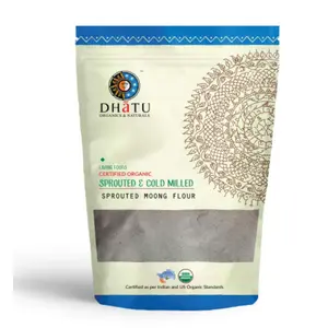 Dhatu Organics Sprouted Moong flour 100 % best quality Pure Indian taste cuisine Indian food - Quick cook, good for health500g