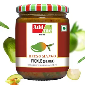 Add me Home Made Heeng Mango Pickles 500gm Without Oil Aam ka Achar Hing Lonji Glass Pack