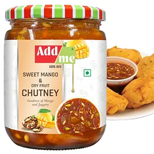 Add Me Sweet Navratan Mango Chutney Pickle with Dry Fruits 600g aam ka khatta meetha Achar Without Oil aam ki chatni Mango jam/Preserve in Spices Glass Pack