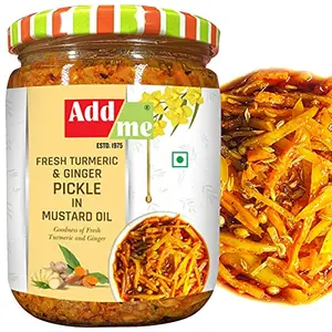 Add me Fresh Turmeric and Ginger Pickle 500Gm Mixed Pickle of Haldi aur adrak Immunity Booster Pickles ka Achar Glass Pack