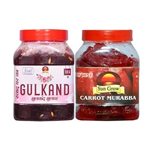Sun Grow (COMBO PACK OF 2KG) Sun Grow Food (MARWARI Rajasthani GULKAND) Home Made Organics Natural Gulkand Made from Damask Rose Petals | Gives Relief from Acidity, Purifies Blood, Improves Digestion 1kg-&-Sun Grow Food (for Those WHO Care'S Health First)