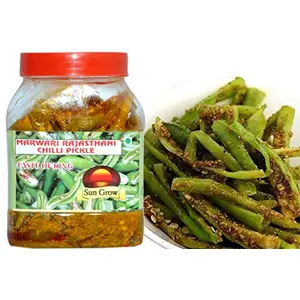 Sun Grow Homemade Marwadi Rajasthani Green Chilli Pickle Achaar Taste of Rajasthan (1 Kg)