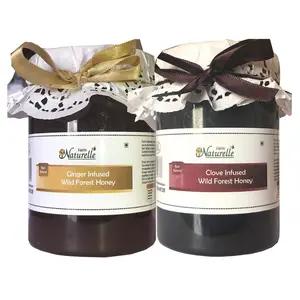 Real Clove Infused Forest & Real Ginger Infused Forest Honey - 100 % Pure Raw & Natural - 815 GR each (Pack of 2)