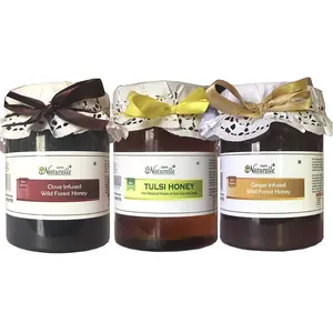 Real Tulsi (Basil) -Clove & Real Ginger Infused Honey  - 100 % Pure Raw & Natural - 815 GR each (Pack of 3)