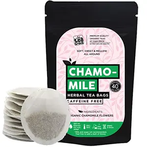 Pure Chamomile Tea Bags Organic - 40 Eco-Friendly Camomile Tea Bag in Resealable pouch - Caffeine Free Camomile tea for sleep and Stress relief tea by The Tea Trove - Steep Hot Or Iced