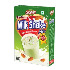 Chaman Pista Elaichi Flavour Milk Shake Mix Powder with Badam Bits 200ram (Pack of 2)