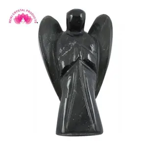 Natural Black Tourmaline 1 Inch Angel Stone Crystal Angels for Reiki Healing and Crystal Healing Stones (Color : Black)