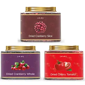 Dry Fruits Dried Cherry Tomato Dried Cranberry Whole Dried Cranberry Slice 750g (Each 250g) | Agri Club