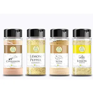 Agri Club Big Range of Kitchen Spices Pack of 4 (Lemon Powder50gmDryinger Powder100gmLemon Pepper Powder 50gmCinnamon Powder100gm)