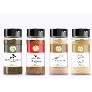Agri Club Big Range of Kitchen Spices Pack of 4 (Cinnamon Powder100gmDryinger Powder100gmBlack Pepper Powder100gmGaram Masala100gm)