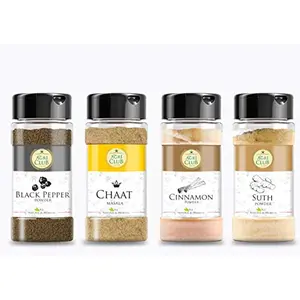 Agri Club Big Range of Kitchen Spices Pack of 4 (Cinnamon Powder100gmDryinger Powder100gmBlack Pepper Powder100gmChaat Masala100gm)