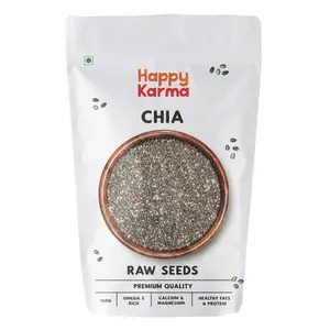 Happy Karma Chia Seeds 150g*2| Raw Chia Seeds for Eating | Diet Food and Healthy Snacks | Rich in Omega 3 | Weight loss.