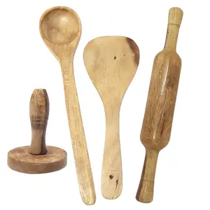 Wooden 2 Ladles, 1 Masher & 1 Rolling Pin