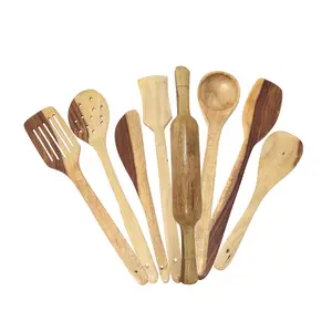 Wooden Spoon Set Of 8 Pcs/ Wooden Spatula, Ladle & Kitchen Tools Set