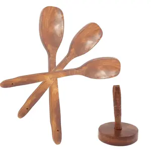 Wooden Three Spoons With One Masher