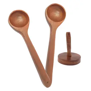 Brown Wooden Two Skimmers With One Masher