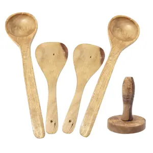 Brown Wooden Kitchen Tool - Pack Of 5
