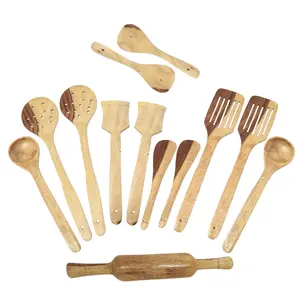 Wooden Spoon Set Of 13 Pcs/Wooden Spatula, Ladle & Kitchen Tool Set