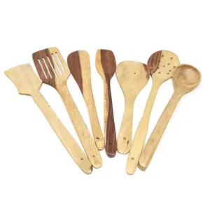 Wooden Spoon Set Of 7 Pcs/Wooden Spatula & Ladle Set