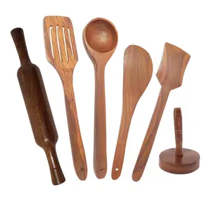 Brown Wooden Kitchen Tool - Pack Of 6