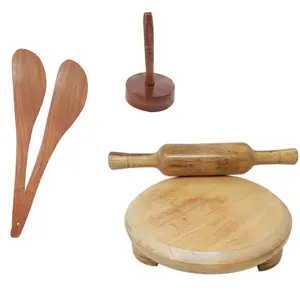 Brown Wooden Skimmer & Chakla Belan - 4 Pieces