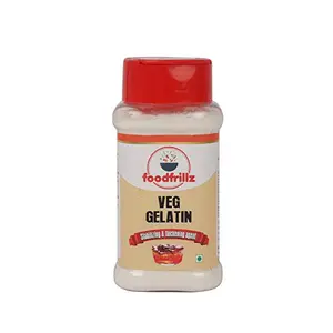 foodfrillz Veg Gelatin Powder 90 GMS Vegetarian Thickening stabilizing Agent for Jellies Fondant