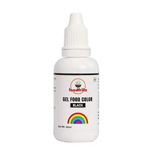 foodfrillz Black Food Gel Color 20 ml Finest Colour for CakeCookiesIce CreamsSweets