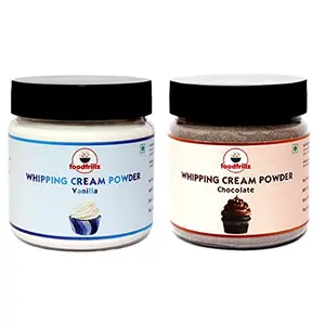 foodfrillz Whipping Cream Powder - All-Purpose/Vanilla and Chocolate Flavour Combo (100 g x 2) 200 g