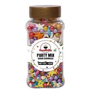 foodfrillz Party Mix Sugar Sprinkles for Cake Decoration 125 g