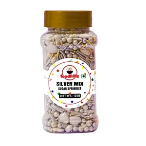 foodfrillz Silver Mix Sprinkles for Cake Decoration 125 g