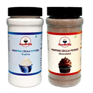 foodfrillz Whipping Cream Powder - Chocolate & Vanilla Flavour Combo (200 g x2)