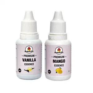 Bakefrillz Vanilla Food Essence & Mango Food Essence for Cake ice Cream Desserts 20 ml Each