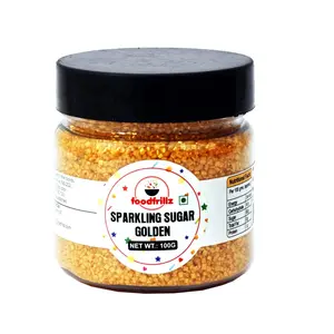 foodfrillz Golden Sparkling Sugar Sprinkles for Cake Decoration 100 g