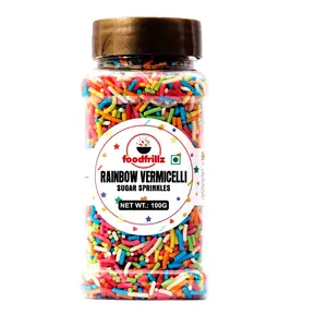 foodfrillz Multicolour Rainbow Strands Vermicelli Sugar Sprinkles Single Pack 100 g