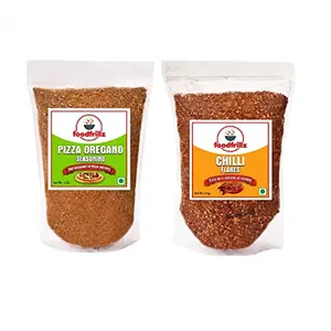 foodfrillz Pizza Seasoning and Red Chilli Flakes 2 Kg (1 kg Each Combo Pack of 2)