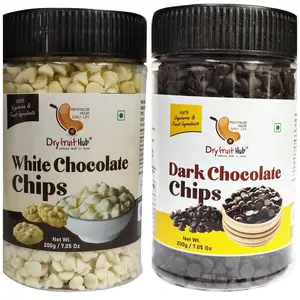 Dark and White Chocolate Chips Combo 400gmDark and White Chocolate Chips Combo PackChoco Chips for Cake