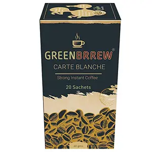 Greenbrrew Healthy 100% Natural Strong Unroasted Green Coffee - CARTE BLANCHE - Each Pack 60g (20 Sachets PP) - Pack of 1