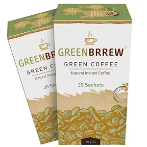Greenbrrew Healthy 100% Natural Instant Green Coffee Powder - Each Pack 60g (20 Sachets PP) - Pack of 2