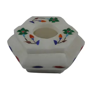 Silkrute Handcrafted Marble Ash Tray With Inlay Work