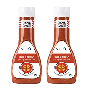 Veeba Hot Garlic Stiry Fry Sauce & Dip - 94% Fat Free - (Pack of 2)