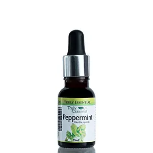 Truly Essential Peppermint Oil 15 ml |100% pure essential oil for body skin hair bath head aches and diffuser| Undiluted no added preservative colour or fragrance| Steam distilled | Farm to bottle|