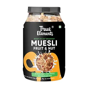 True Elements Muesli Fruit and Nuts 1kg - With Real Fruits | Breakfast Cereal | Diet Food | 100% Wholegrain Muesli