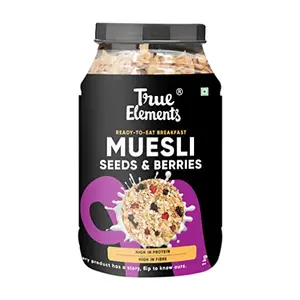 True Elements Muesli 1kg - With Seeds Berries Raisins & Almonds | 100% Wholegrain Cereal for Breakfast