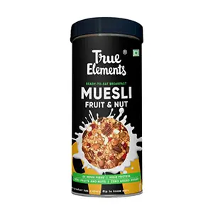 True Elements Muesli Fruit and Nuts 400g - 11g Clean Protein | Cereal for Breakfast | Protein Muesli | Healthy Food | 100% Wholegrain