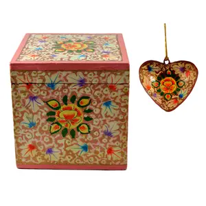 Silkrute Handcrafted Paper Mache Box & Heart Set