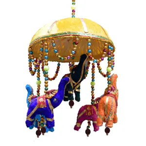 Silkrute Handcrafted Elephants Hanging Umbrella Jhumar - For Diwali Decoration