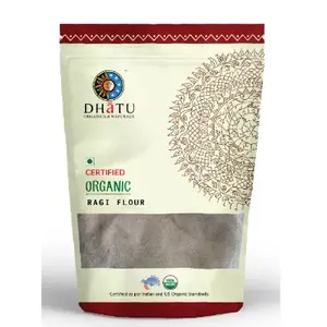 Dhatu Organics Ragi flour 100 % best quality - Stone Pure Indian taste cuisine Indian food - Quick cook, good for health 500g