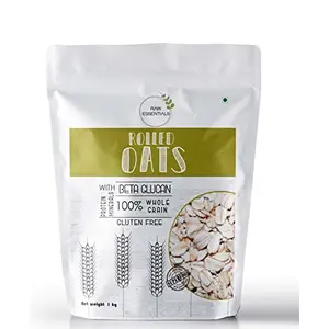 Raw Essentials Gluten-Free Rolled Oats 1 kg [Breakfast Oats Protein Rich High Fibre]